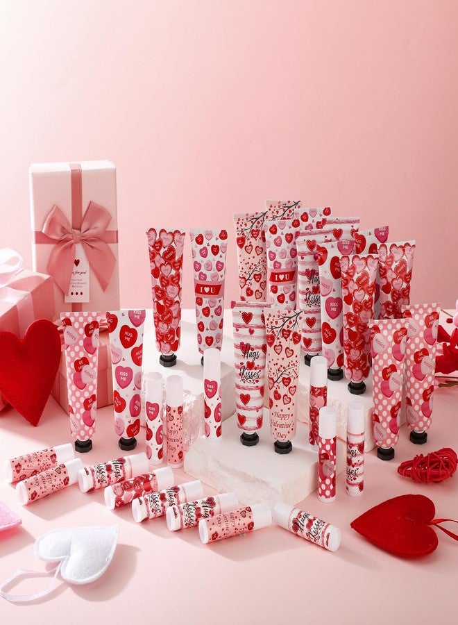 Demissle 18 Sets Valentine's Day Gift Bulk Travel Size Hand Cream and Lip Balm Set Love Candy Lotion Valentine's Galentine's Party Favors for Women Teacher Guest Coworker Bridal Shower - Image 5
